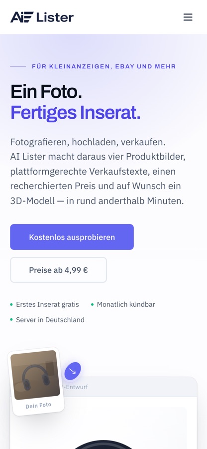 AI Lister mobile